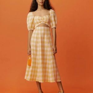 Reformation Pompano Gingham Yellow Linen dress Size 4